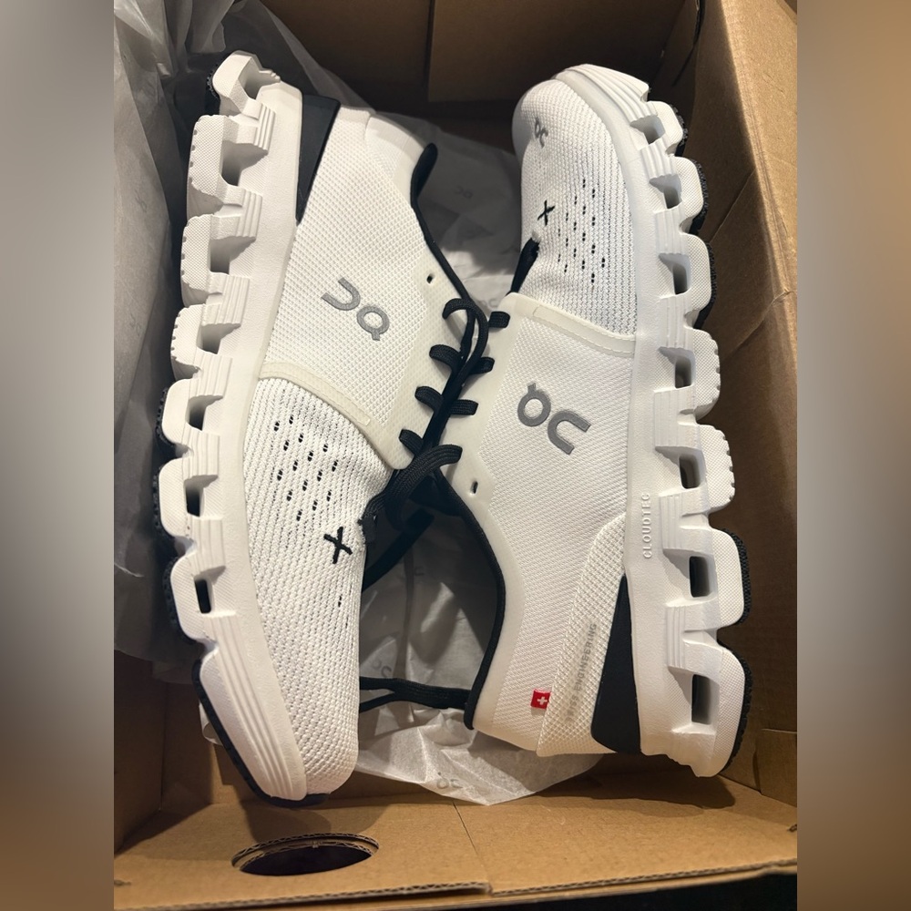On Running Women's Athletic Shoes - 9.5, new in box (Cloud x 4- white/black)